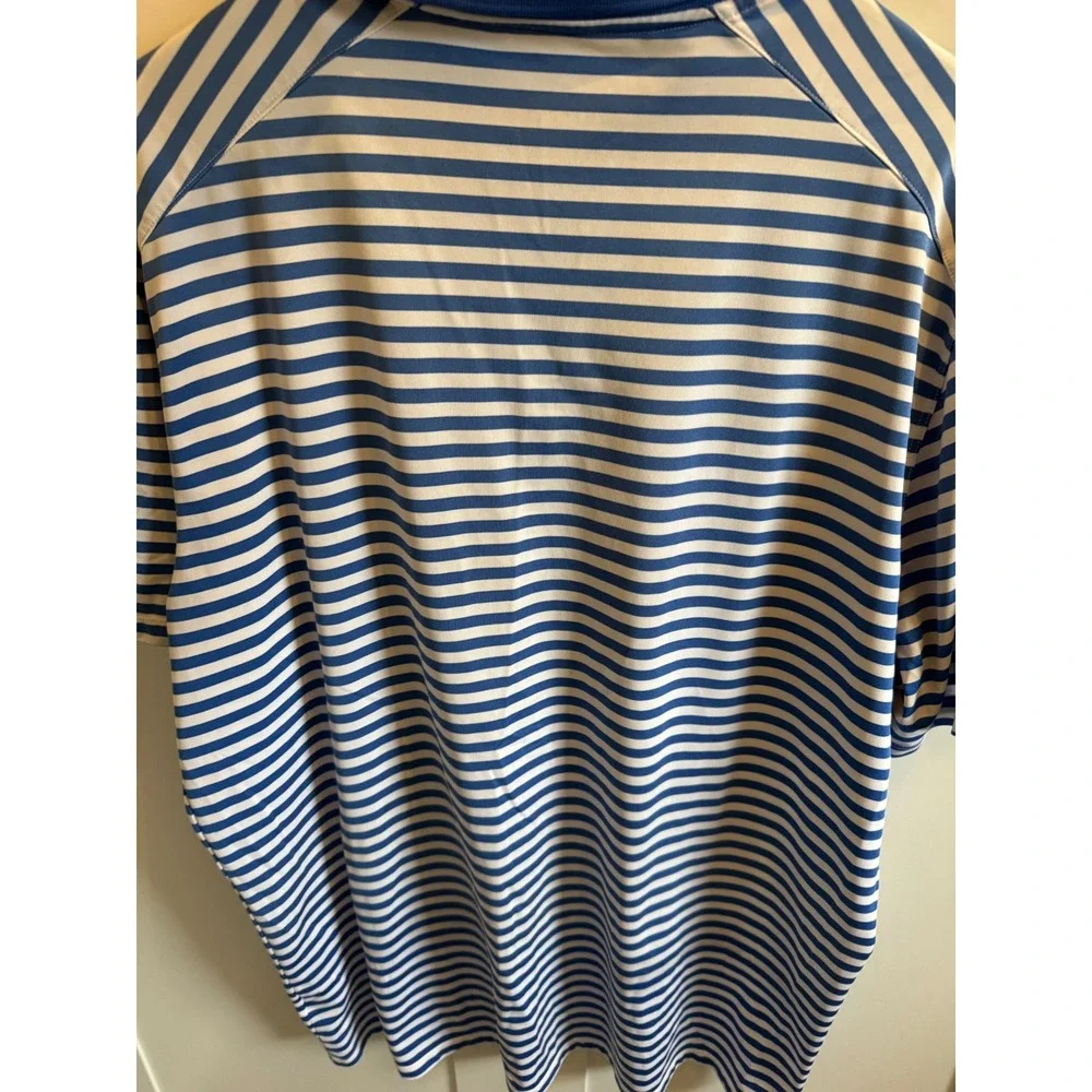 Nike Golf Dri-FIT Men's Striped Polo Shirt Blue White Short‎ Sleeve  XL